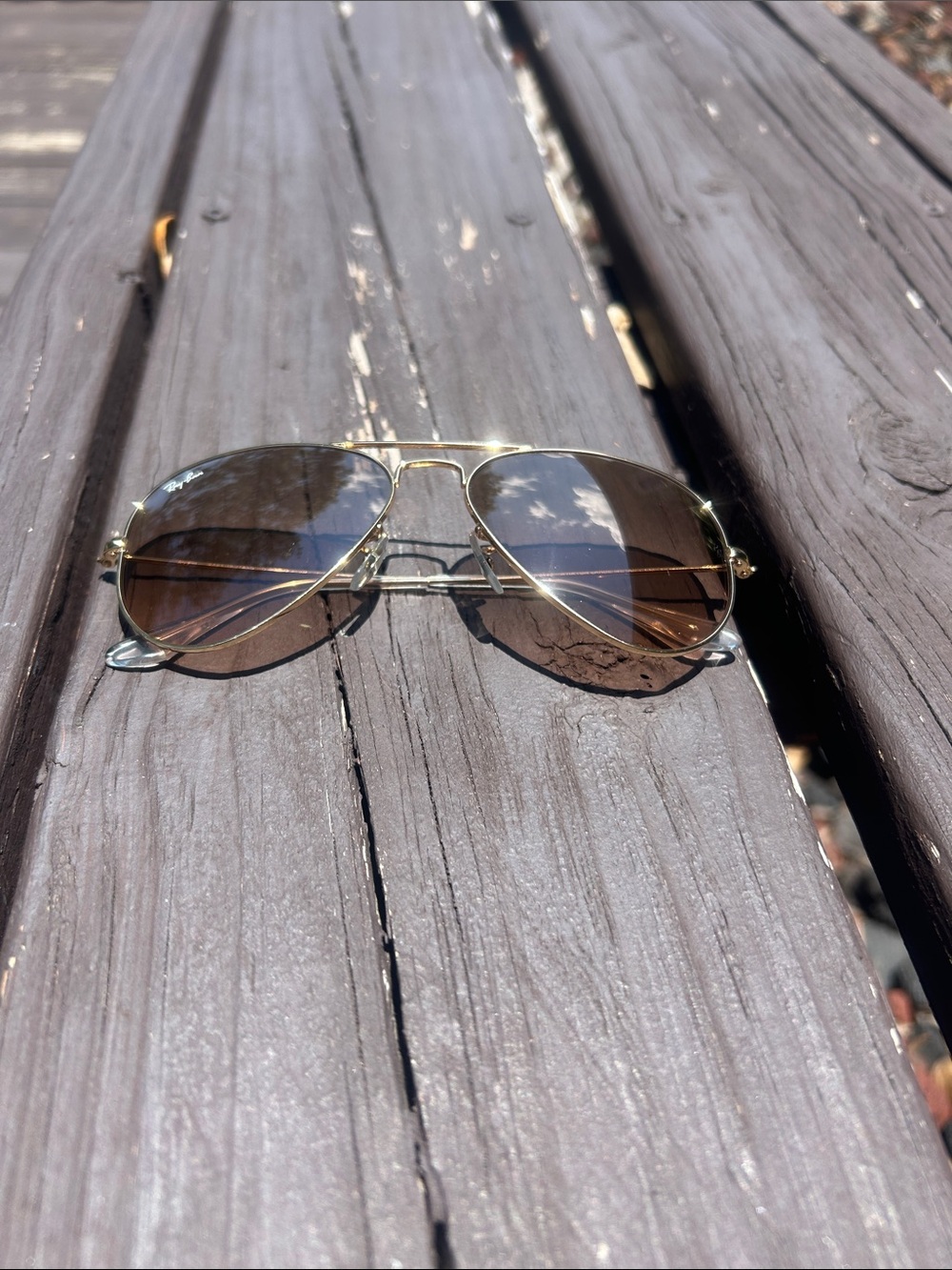 Ray-Ban Unisex Gold Aviator Pilot Sunglasses with Brown/pink Gradient - Picture 8 of 8